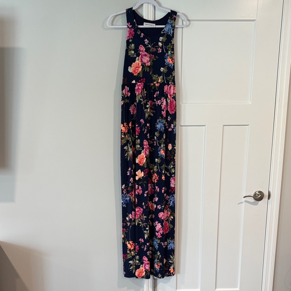 Floral Maxi Dress - Navy and Multicolor